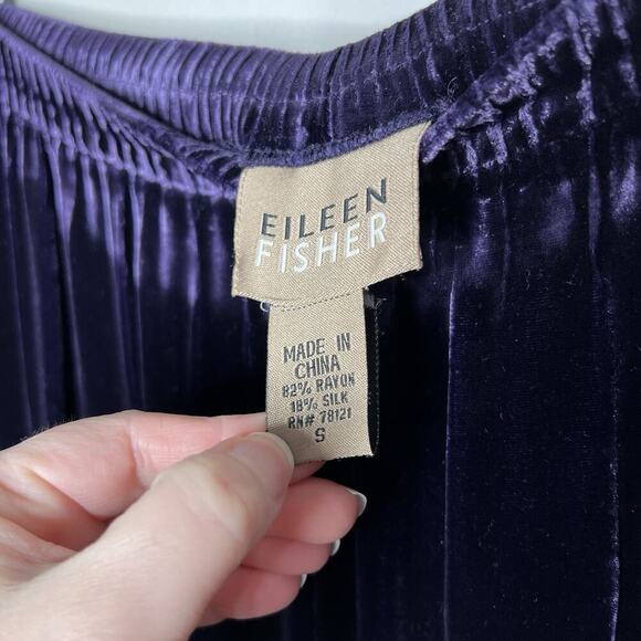 Eileen Fisher Skirt Womens Small Purple Velvet Maxi Silk Blend Elastic Waist - Picture 4 of 11